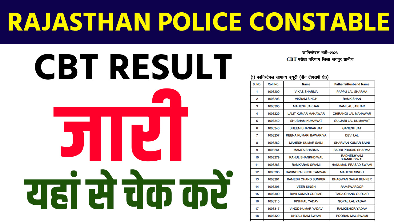 Rajasthan Police Constable Result